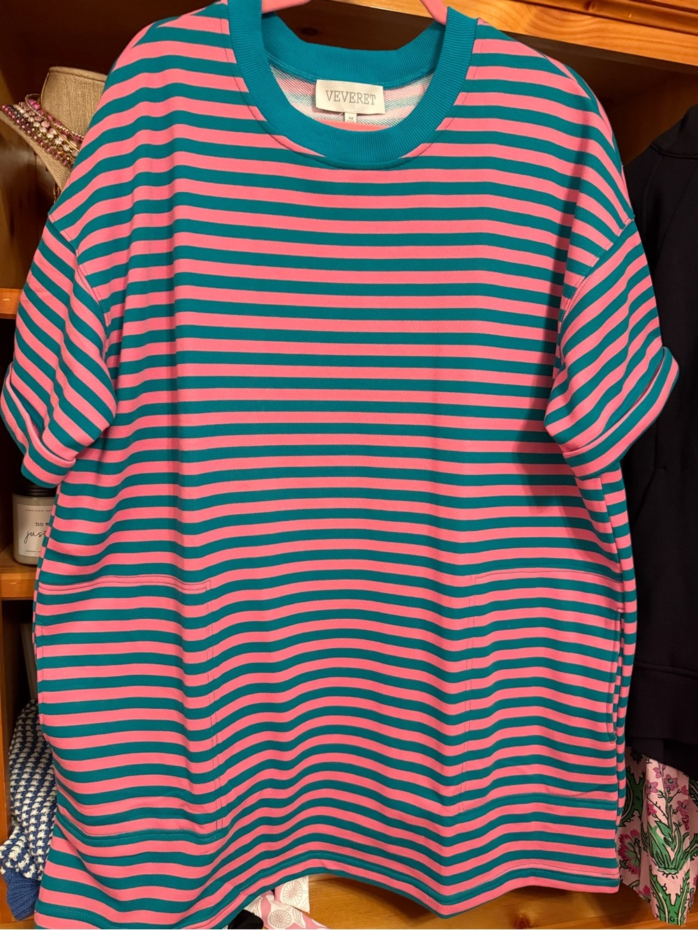 Vervet Pink & Teal Striped Mini Dress